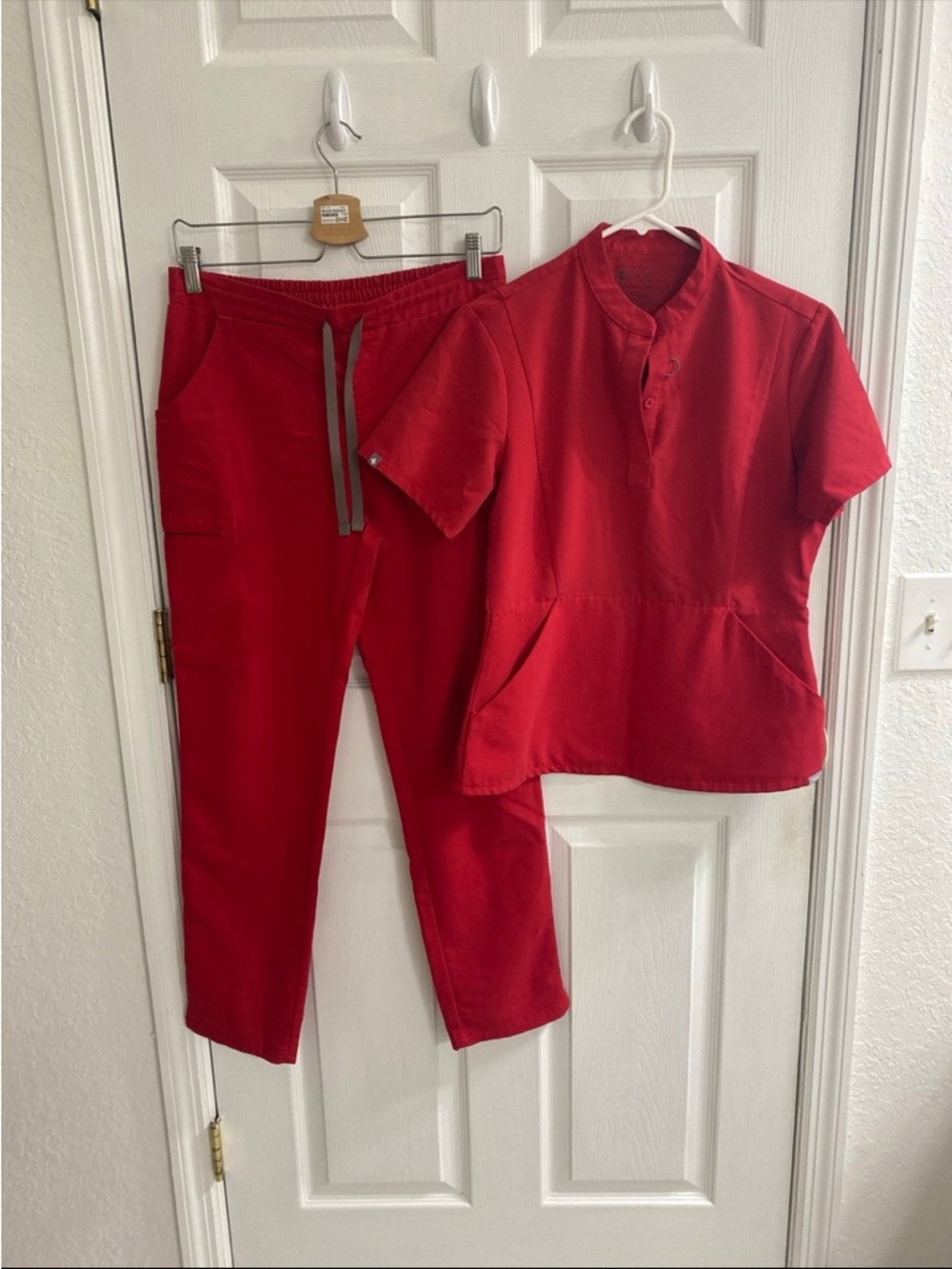 Figs Women's Scrub Set in Bright Red - Top & Pants